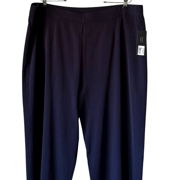Misook Knit Pant 3X New Straight Leg Indigo Wrinkle Resistant Stretch Comfort - Picture 3 of 13